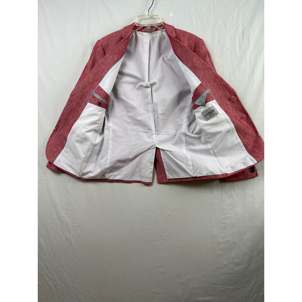 Express Blazer Men Slim Fit Red Photographer 36 S Two-Button Sport Coat Linen Bl - Picture 7 of 9